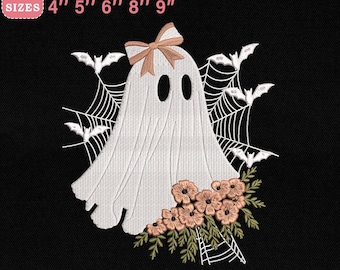 Halloween Lace Ghost Stickmuster, Spooky Coquette Stich, gruselige Saison Stickdatei zum Sticken, Instant Download, Größe 5