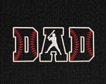 Baseball Dad Applique Embroidery Design, Sports Dad Embroidery Design, Father's Day Embroidery File, Instant Download, 4 Sizes, Pes Dst Jef