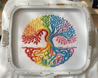 Celtic Rainbow Tree of Life Embroidery Design, Pride Symbol Machine Embroidery File, Instant Download, 4 Sizes, Pes, Dst, Jef, Exp, Vp3