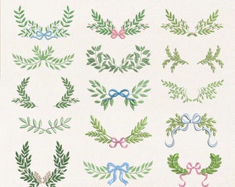 Motif de broderie cadre couronne monogramme | Ensemble d'écussons avec noeud floral Pes Dst Jef Vp3 | Téléchargement instantané