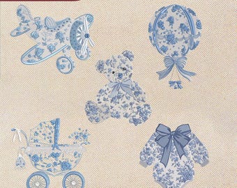 Baby Set Chinoiserie Style Embroidery Bundle, Baby Shower Embroidery File, Vintage Blue Pattern, Instant Download