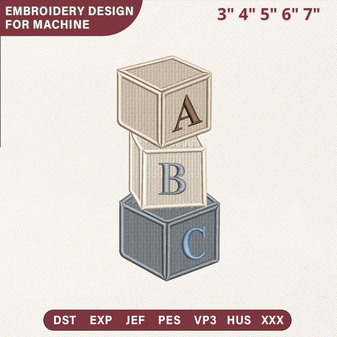 Baby Toy Blocks Embroidery Design, Child Toy ABC Letters Embroidery ...