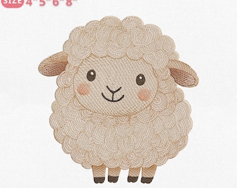 ふわふわの羊の刺繍デザイン、かわいい羊の刺繍機用ファイル、機械刺繍