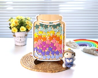 Custom Magnetic Star Reward Jar Classroom Behavior, Personalized Star Tokens Reward Jar, Classroom Decor Teacher Gifts, Kids Reward System