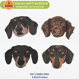 Dachshund Face Dog Digitized Machine Embroidery Design Bundles, Cute Dog Embroidery Design, Animal Embroidery Machine File, Instant Download