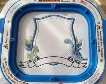Dinosaur Frame Embroidery Design, Cute Dino Baby Name Banner Machine Embroidery File, Instant Download 4 Sizes Pes Dst Jef Exp Vp3