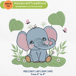 Baby Boy Elephant Machine Embroidery File - Cute Safari Babies Series - Nursery Decor- Instant Download - Pes, Dst, Jef, Exp, Vp3