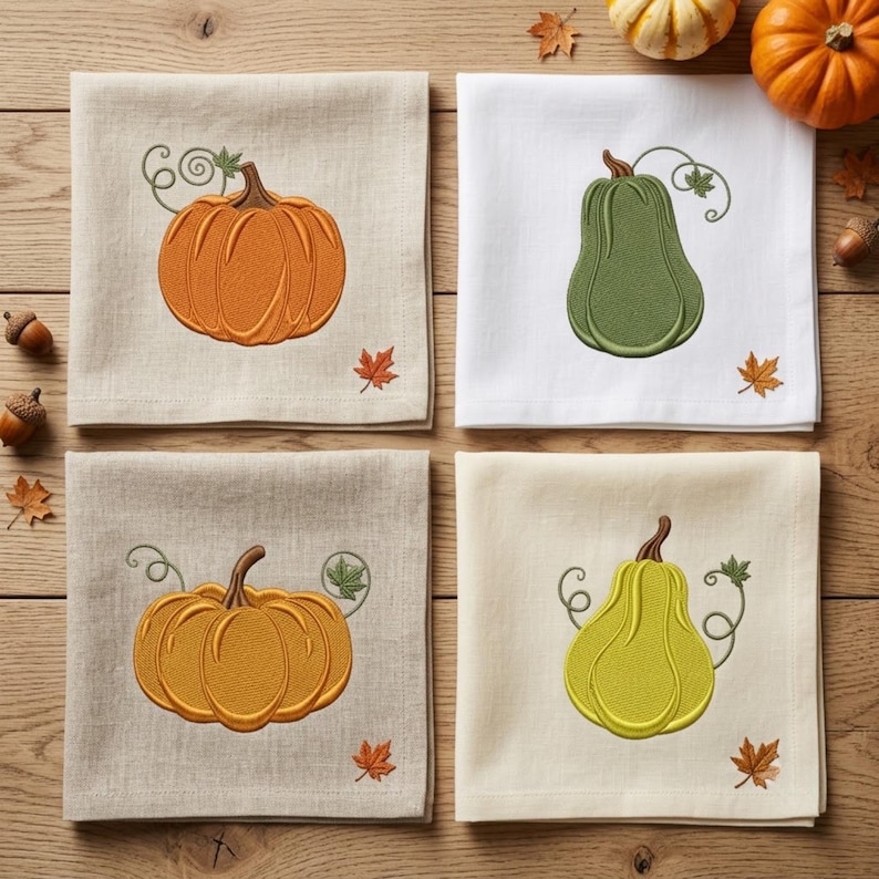 Mini pumpabunt maskinmönster, höstskördekalebass höst Thanksgiving, squash digital nedladdning Pes Dst Jef Vp3 bild 4