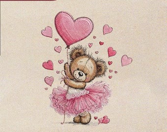 Diseño de bordado de oso de bailarina de San Valentín, archivo de bordado a máquina de tutú de bailarina lindo, patrón de globo de corazón rosa, manual digitalizado para guardería