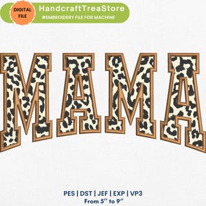 Mama Applique Machine Embroidery File - Mama Embroidery Design - Mama Filled Stitch Embroidery - Instant Download - Pes, Dst, Jef, Exp, Vp3