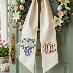 Chinoiserie Hydrangea Embroidery Design | Blue and White Vase Floral Pattern | Spring Flower Machine Embroidery Digital File