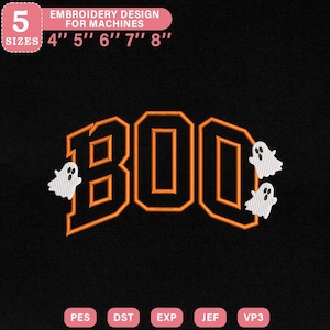 Halloween Boo Ghost Applikation Broderi Design, Spöklika Bokstäver med Spöken Maskinbroderifil, Direkt Nedladdning Dst Pes Exp Jef Vp3
