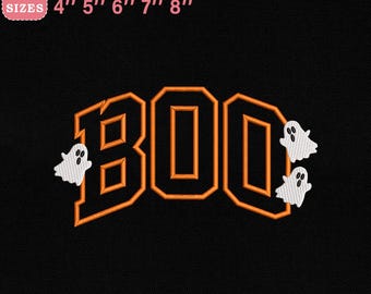 Halloween Boo Ghost Applique Embroidery Design, spooky lettering with ghosts Machine Embroidery File, Instant Download Dst Pes Exp Jef Vp3