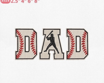 Baseball Dad Embroidery Design, Sports Dad Embroidery Design, Father's Day Embroidery File, Instant Download, 4 Sizes, Pes Dst Jef Exp Vp3