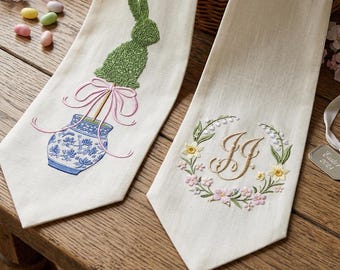 Chinoiserie Easter Bunny Embroidery Design | Green Topiary Rabbit in Blue White Pot | Spring Decor Machine Embroidery Digital File