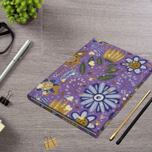 Carnet cartonné mat, motif fleurs bohèmes, cadeau pour enfants, cadeau pour elle, cadeau pour lui, cadeau pour professeur, cadeau pour papa, cadeau unique pour elle