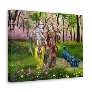 Radha krishna flute Canvas Gallery Wraps,Radha Krishna Wall Decor, Wall Art, Canvas Print,hindu wall art,indian wall art,krishna wall art