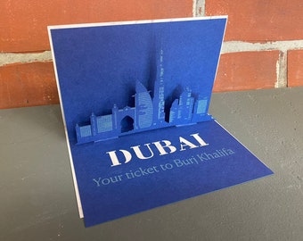 Folding card Dubai - 3D skyline of various cities - Gift card / travel voucher Card to fold with silhouette Dubai