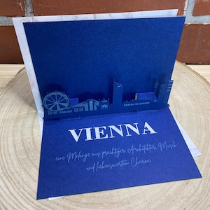 Biglietto pieghevole Vienna - Skyline 3D di varie città - buono regalo / buono viaggio da piegare con silhouette Vienna/Vienna