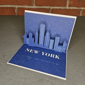 Vouwkaart New York - 3D skyline diverse steden - cadeaukaart / reischequekaart om te vouwen met silhouet NY