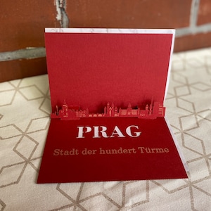 Biglietto pieghevole Praga - Skyline 3D di varie città - buono regalo / buono viaggio da piegare con silhouette Praga