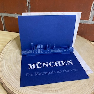 Biglietto pieghevole Monaco - Skyline 3D di varie città - buono regalo / buono viaggio da piegare con silhouette Monaco