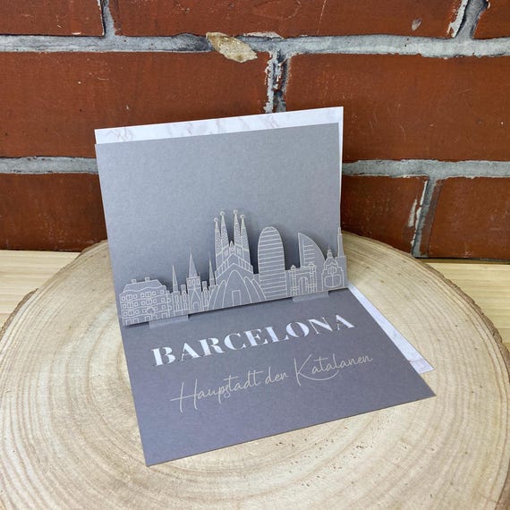 Folding Card Barcelona 3D Skyline of Various Cities Gift Card