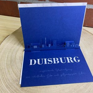 Carte pliante Duisbourg - Skyline 3D de différentes villes - Carte cadeau / carte de voyage à plier avec silhouette Duisbourg