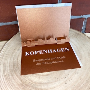Tarjeta plegable Copenhague - Skyline 3D de varias ciudades - Tarjeta regalo / vale de viaje Tarjeta plegable con silueta Copenhague