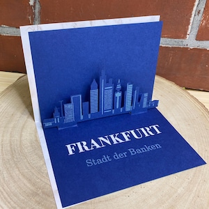 Biglietto pieghevole Francoforte - Skyline 3D di varie città - buono regalo / buono viaggio da piegare con silhouette Francoforte