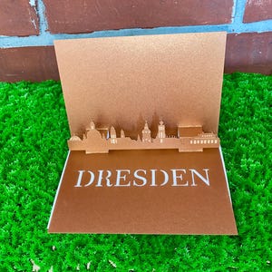 Klappkarte Dresden - 3D Skyline verschiedene Städte - Geschenkkarte / Reisegutschein Karte zum Klappen mit Silhouette Dresden