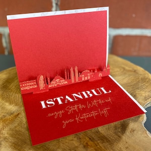Biglietto pieghevole Istanbul - Skyline 3D di varie città - buono regalo / buono viaggio da piegare con silhouette Istanbul