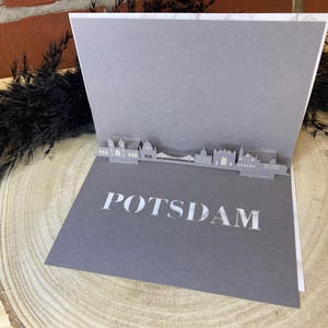Klappkarte Potsdam- 3D Skyline verschiedene Städte - Geschenkkarte / Reisegutschein Karte zum Klappen mit Silhouette Potsdam