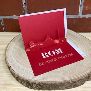 Biglietto pieghevole Roma - Skyline 3D varie città - buono regalo / buono viaggio da piegare con silhouette Roma