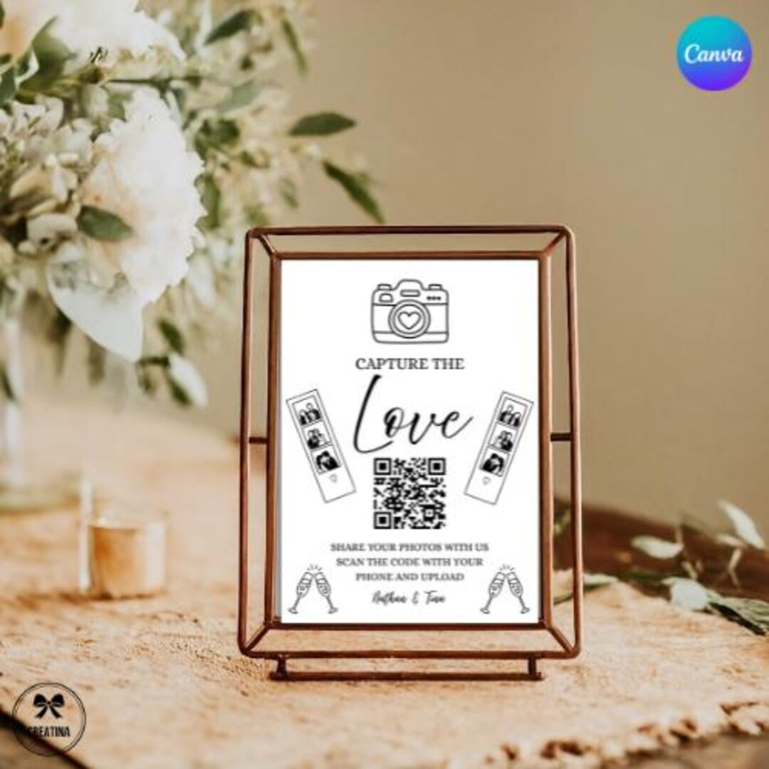 Editable Wedding QR Code Sign Template: Photo Sharing (digital Download ...