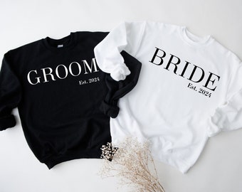 Groom ans Bride Sweatshirt, Bride Sweatshirt, Mr and Mrs Sweatshirt, Wifey and Hubby Crewneck, Honeymoon Gift, Couple Engagement Gift