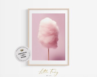 Impression barbe à papa : oeuvre d'art murale rose pour chambre d'enfant (téléchargement numérique)