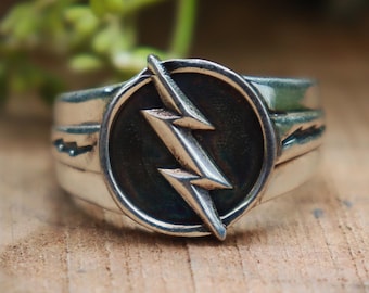 Thunder Ring, 925 Silver Ring, Men / Women Ring, Band Ring, Flash Ring, Lightning Ring, Boho Ring, Comic Ring, Bowie Ring, Gift For Her Ring