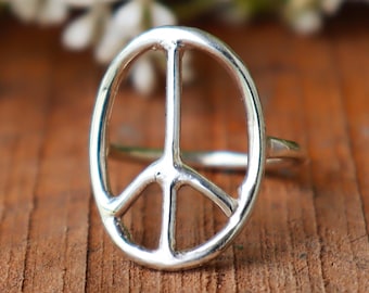 Silver Peace Sing Ring, 925 Silver Ring, Wire Wrap Peace Ring, Charm Ring, Boho Ring, Silver Peace Ring, Silver Band Ring, Personalized Gift