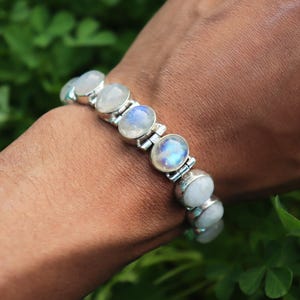 Rainbow Moonstone Bracelet, 925 Silver Bracelet, Women Bracelet, Chain Bracelet, Boho Jewelry, Natural Stone, White Moonstone Bracelet,,,,,,