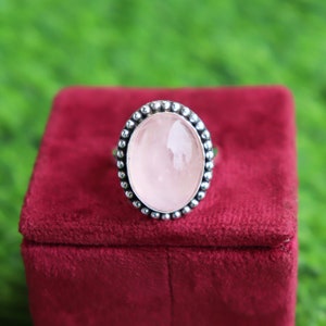 Natural Rose Quartz 925 Sterling Silver Designer Ring Handmade Ring Statement Ring Boho Ring Rose Quartz Ring Anniversary ring, Gift For Her