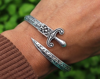 Silver Sword Bracelet, Sterling Silver Bangle, Sword Bracelet, Adjustable Cuff Bracelet, Men Warrior Bracelet, New Arrival Bracelet Jewelry