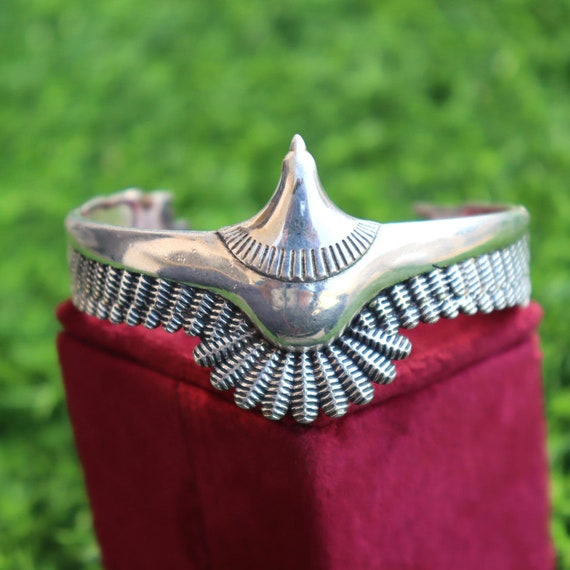 Solid 925 Sterling Silver Bangle, Eagle Bangle, Birds Feather 