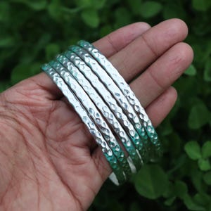 Stacking Bangles, Boho Bangles Gift, 6 Set Silver Bangles 6 design Bangles ,Bangle Bracelet Set 925 Silver Bangles ,Handmade Bangle.
