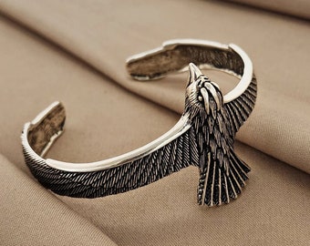 Beautiful Eagle Bangle, Solid 925 Silver Bangle, Birds Feather Design Bangle, Unique Jewelry, Statement Bangle, Cuff Bangle, Birthday Gift