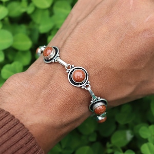 Sunstone Bracelet, 925 Silver Bracelet, Chain Bracelet, Sunstone Gemstone Bracelet, Charm Bracelet, Natural Gemstone Bracelet, Gift For Her,