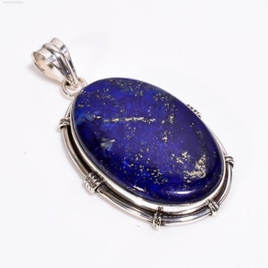 Natural Lapis Lazuli Pendant, Solid 925 Silver Pendant, Charm Pendant, Designer Pendant, Women Pendant, Unique Pendant, Christmas Gift