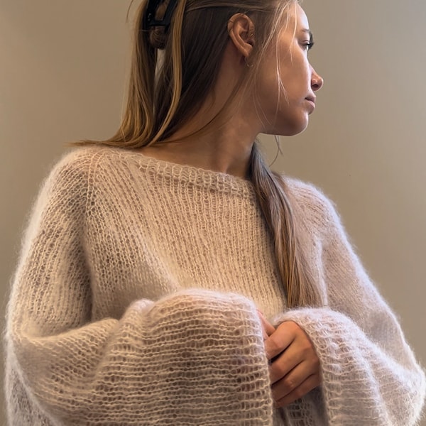 Cropped Knit Mohair Silk Sweater | Knitting Pattern | Sweater Pattern | Beginner Friendly | Easy Pattern