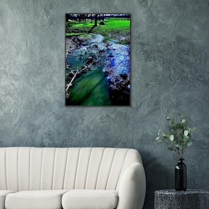 Classic Matte Paper Metal Framed Poster laze"Blue Topaz Reflections: The Murky Jade Water" image 1