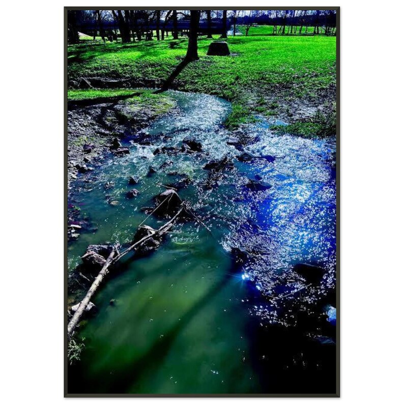 Classic Matte Paper Metal Framed Poster laze"Blue Topaz Reflections: The Murky Jade Water" image 5
